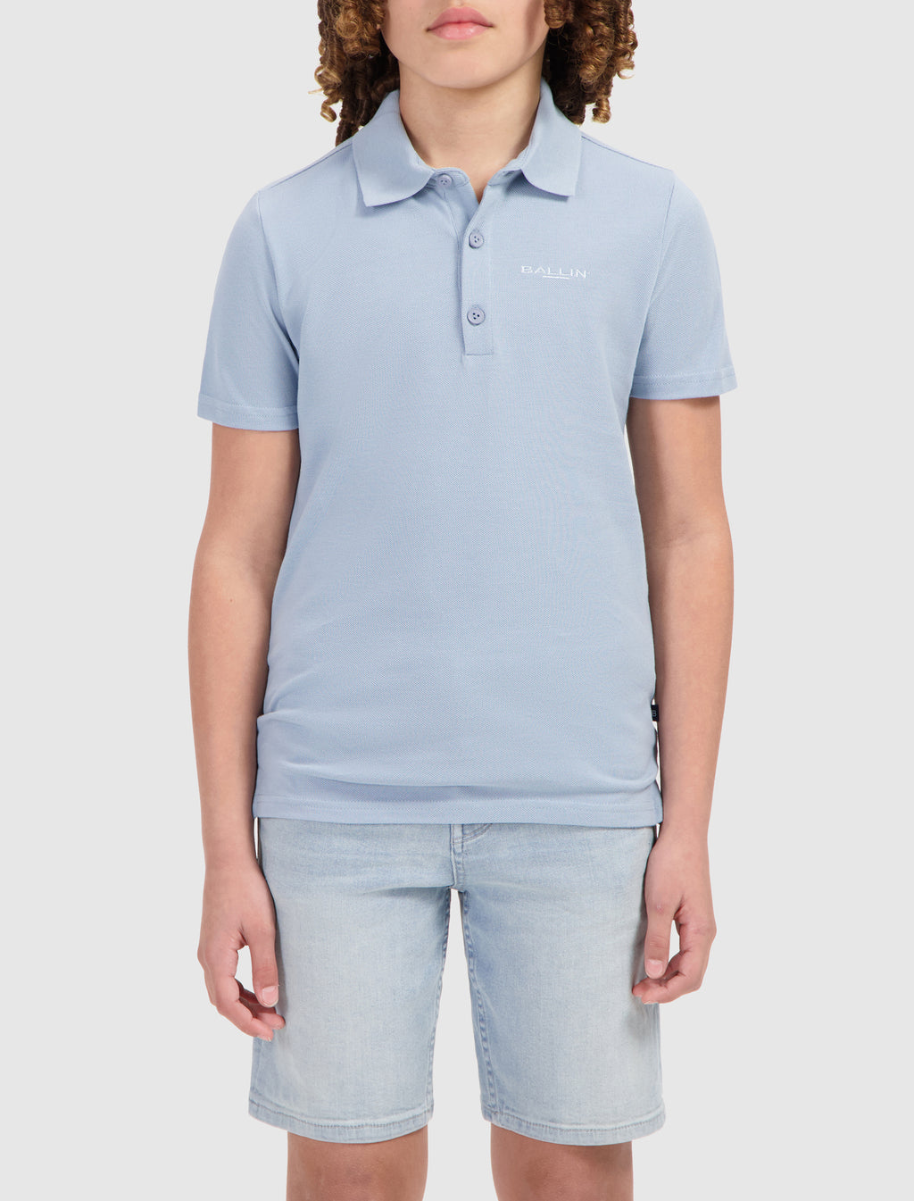 Junior Piqué Logo Polo | Blue Grey