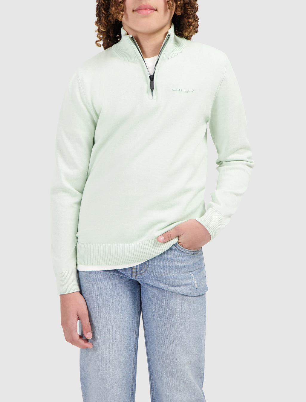 Junior Original Half Zip Knit | Light Green