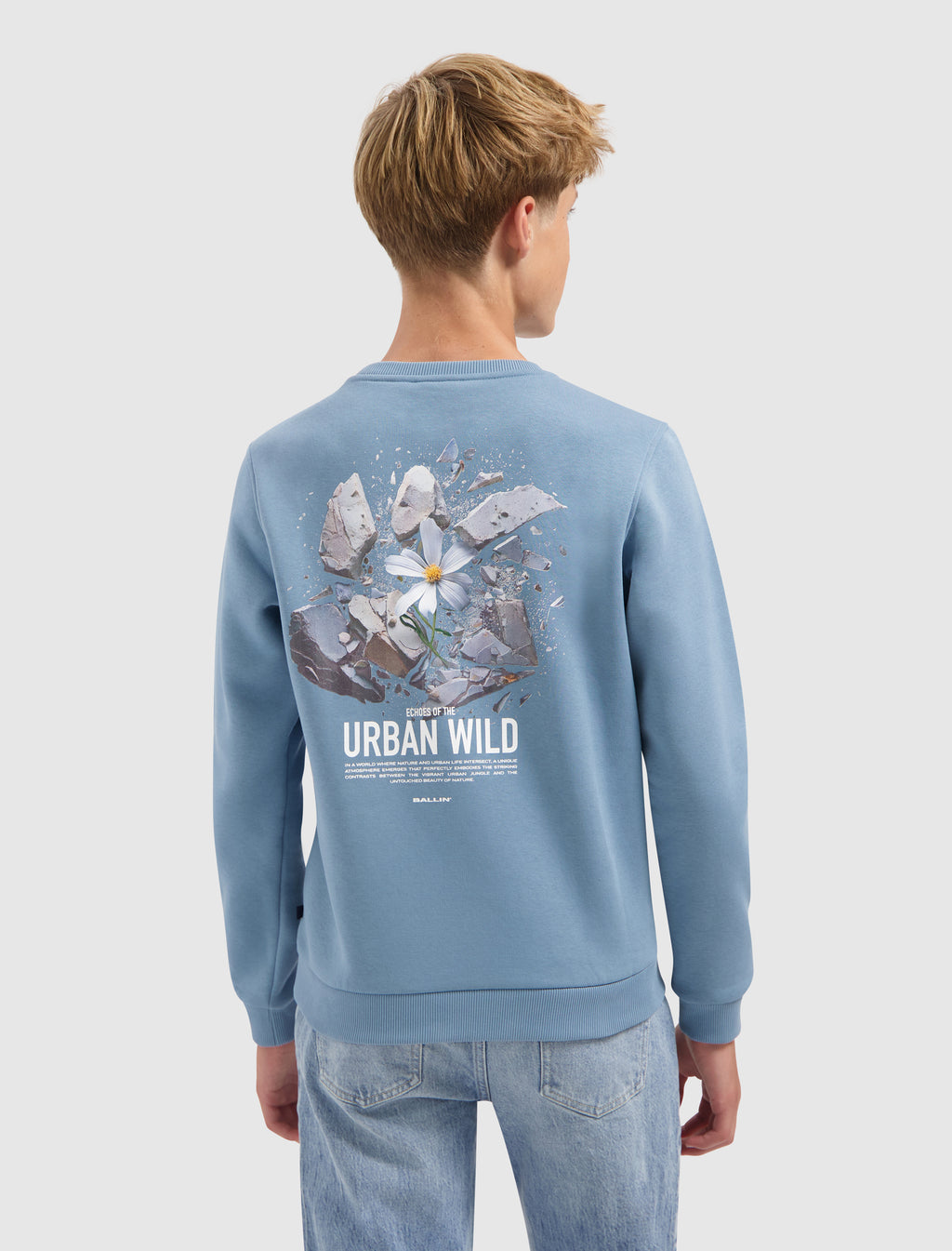 Junior Urban Wild Explosion Sweater | Mid Blue Grey