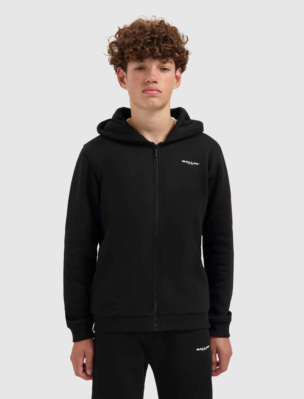 Junior Original Chest Logo Zip-up Hoodie | Black