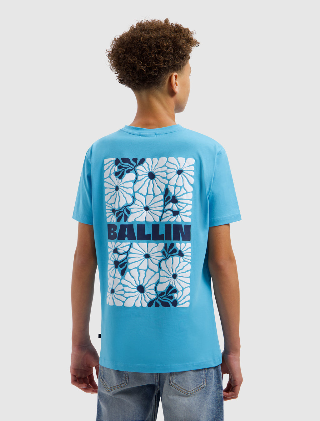 Junior Floral Bouquet T-shirt | Mid Blue