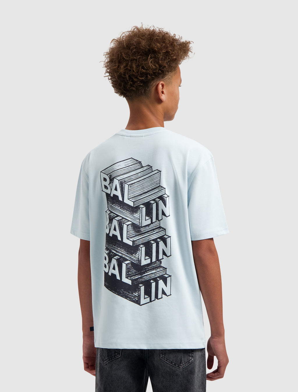 Junior Stacked Logo Sketch T-shirt | Light Blue