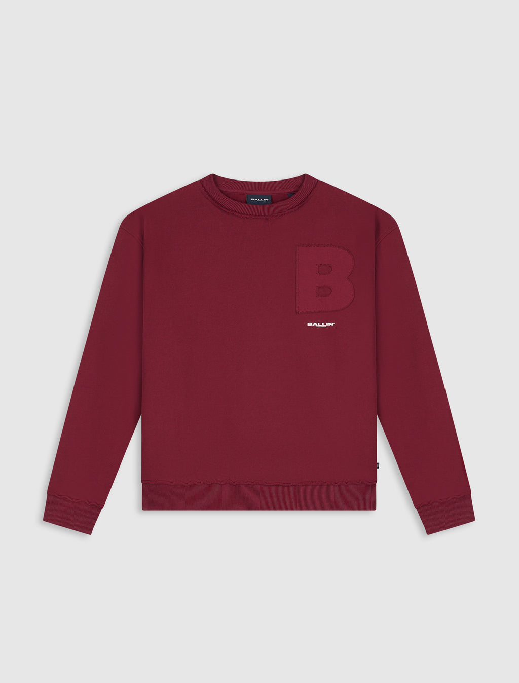 Junior Raw Logo Crewneck | Bordeaux
