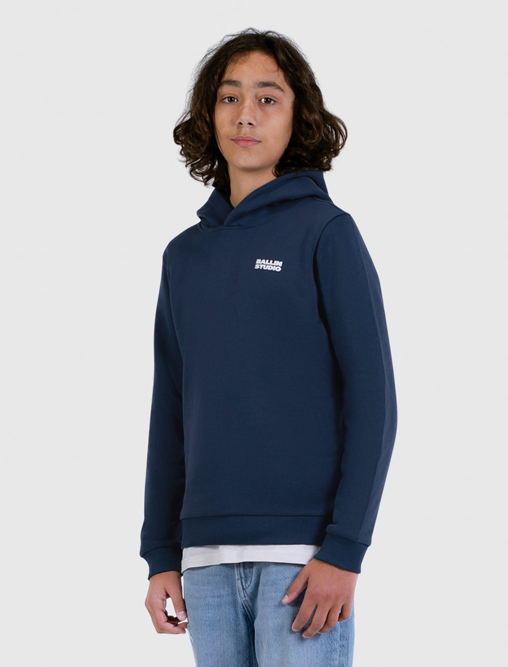 Junior Abstract Letter Hoodie | Navy