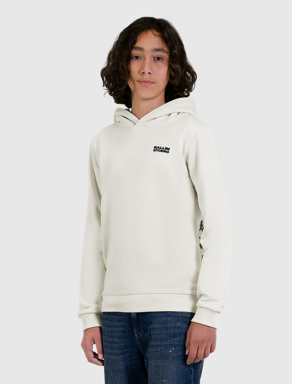 Junior Abstract Letter Hoodie | Ecru