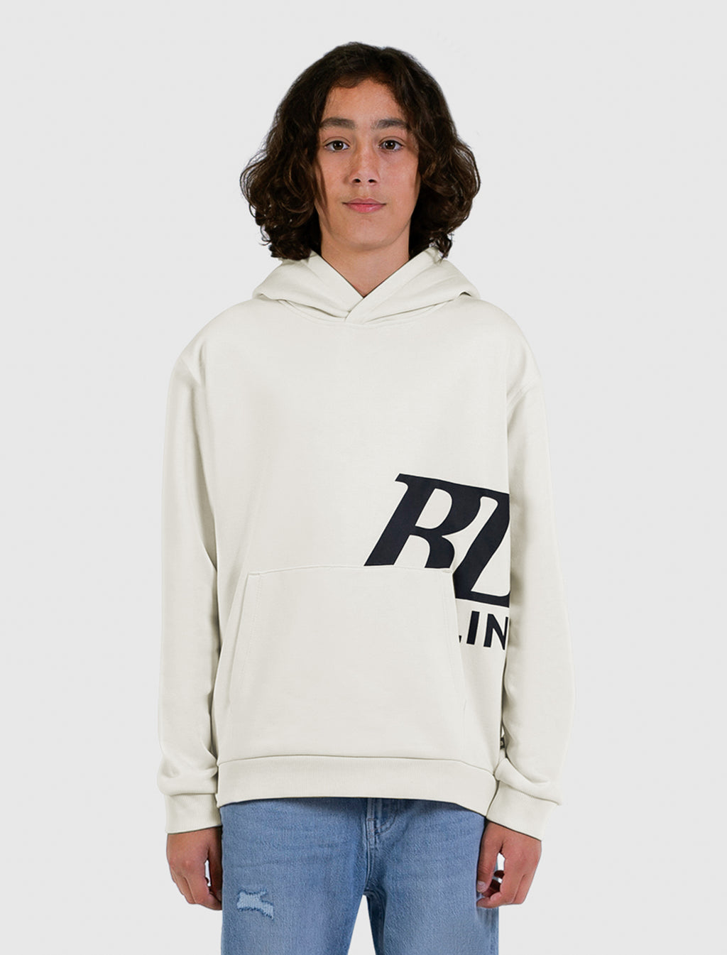 Junior Semi-Hidden Monogram Hoodie | Ecru