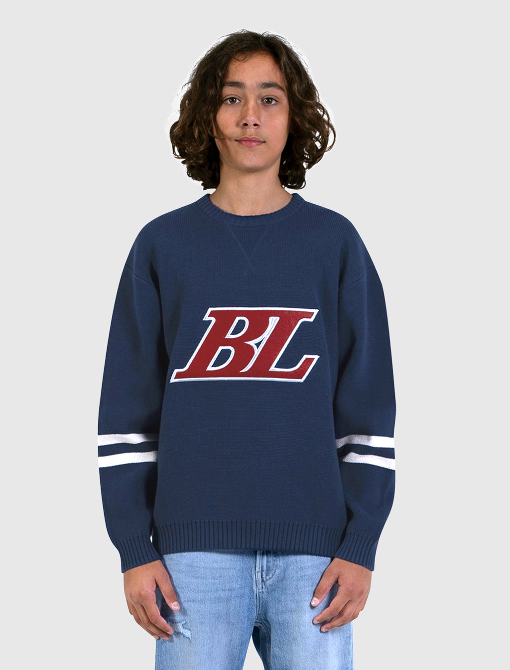 Junior Ice Hockey Crewneck Knit | Navy