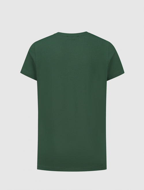 Junior Rounded Logo Print T-shirt | Forest Green