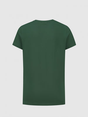 Kids Rounded Logo Print T-shirt | Forest Green