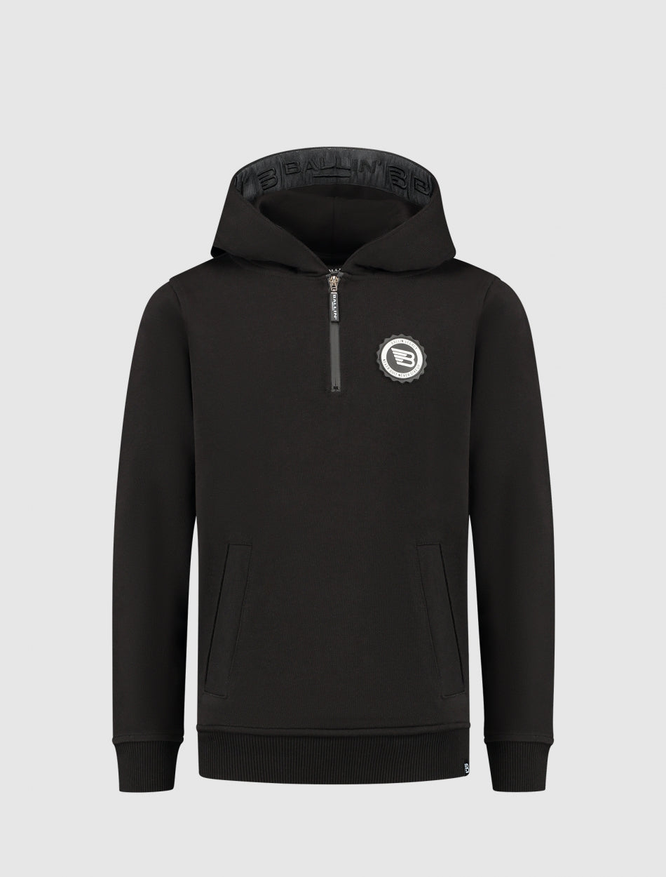 Junior Legacy Badge Half Zip Hoodie | Black