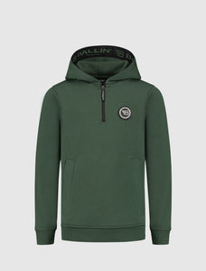 Kids Legacy Badge Half Zip Hoodie | Forest Green