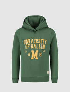 Kids University Print Hoodie | Forest Green