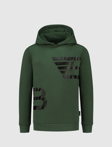 Kids Dubbel Icon Logo Hoodie | Forest Green