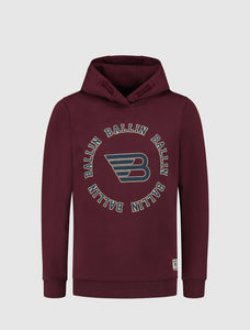 Kids Rounded Logo Print Hoodie | Aged Burgundy