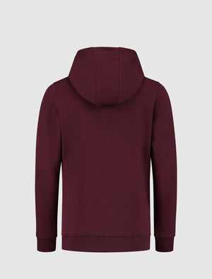 Kids Rounded Logo Print Hoodie | Aged Burgundy