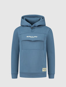 Kids Anorak Logo Hoodie | Mid Blue