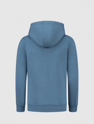 Kids Anorak Logo Hoodie | Mid Blue