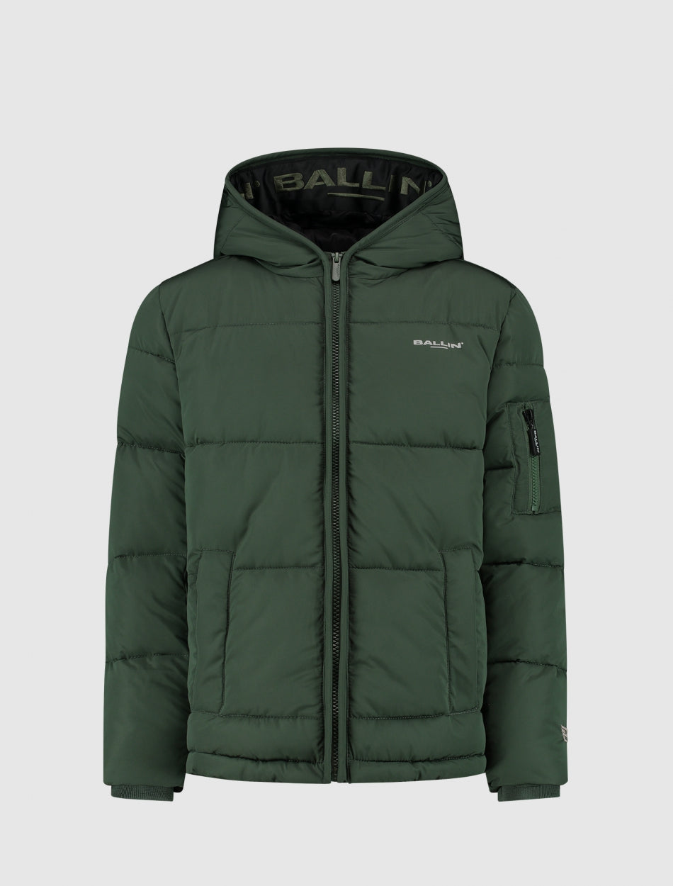 Junior Gewatteerde Puffer Jas | Forest Green