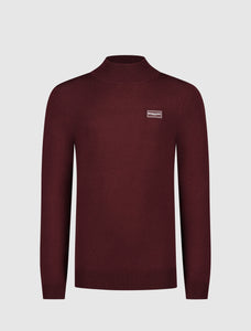 Kids Logo Mockneck Knit | Aged Burgundy