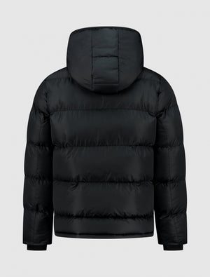 Embroidery Puffer Jas | Black