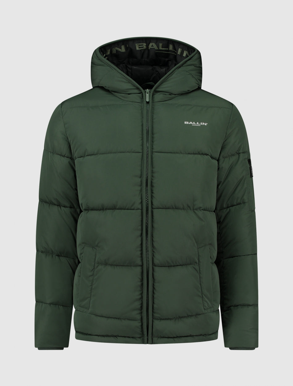 Embroidery Puffer Jas | Forest Green