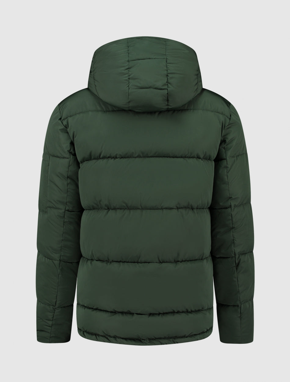 Embroidery Puffer Jas | Forest Green