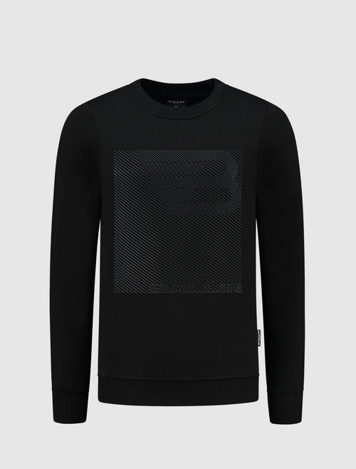 Junior Lined Icon Logo Sweater | Black