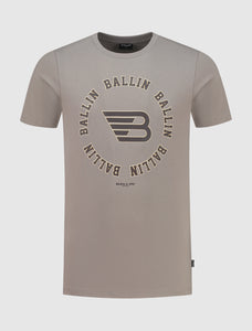 Rounded Logo Print T-shirt | Taupe