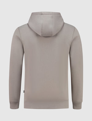 Rounded Logo Print Hoodie | Taupe