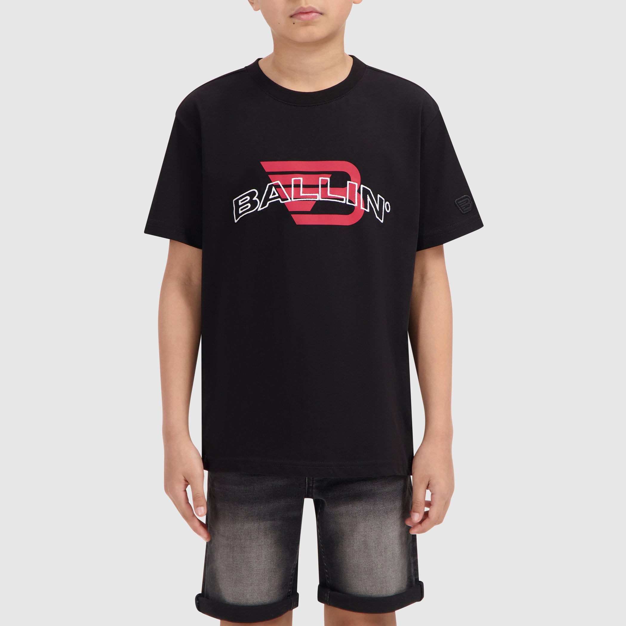 Junior Outline Embroidery Logo T-shirt | Black
