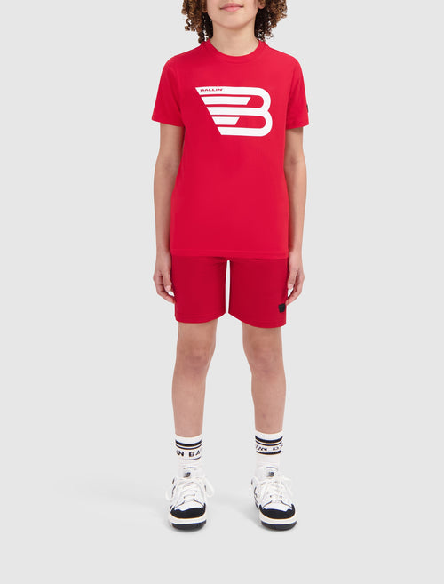 Junior Logo Badge Sweat Shorts | Red