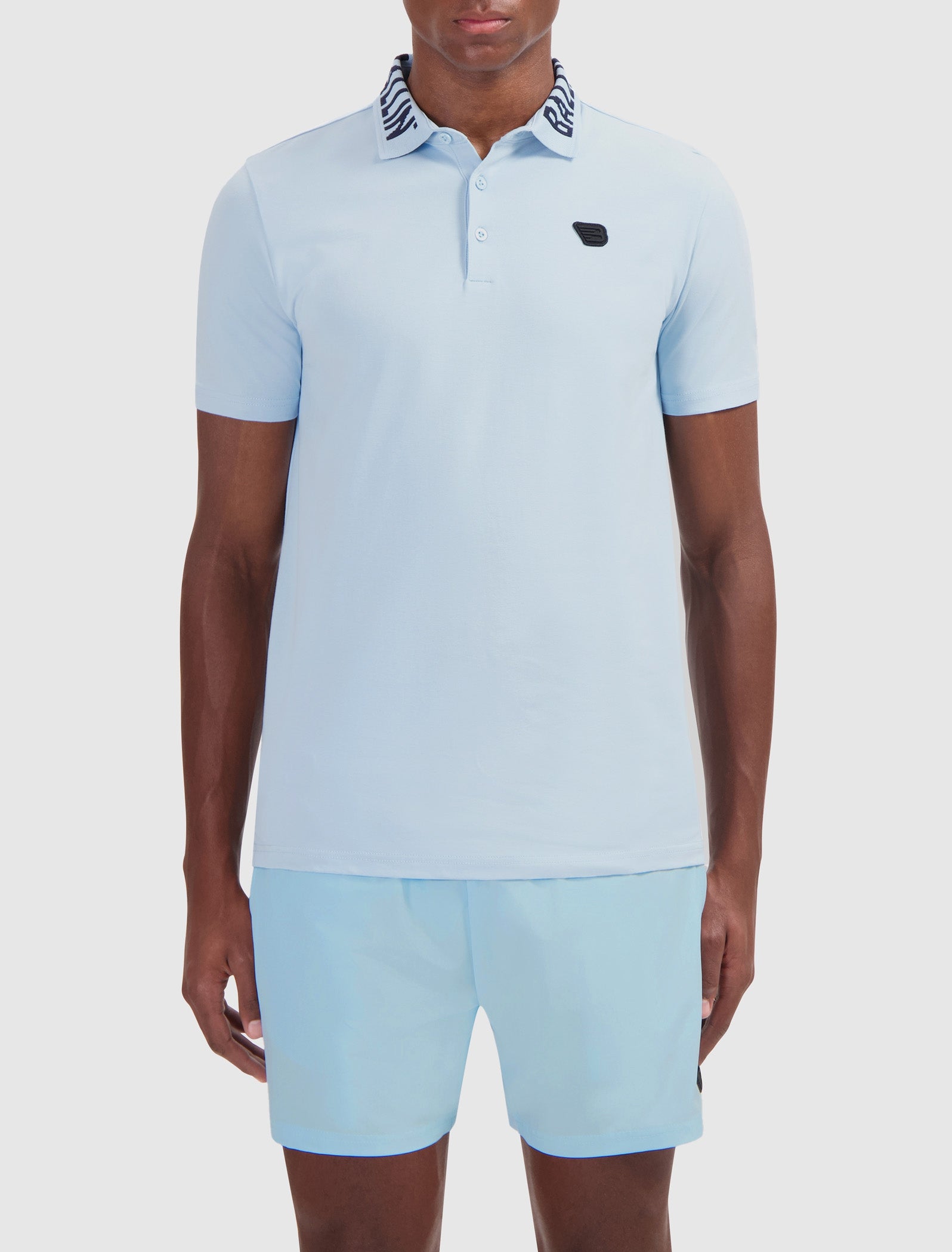 Jacquard Logo Polo | Light Blue
