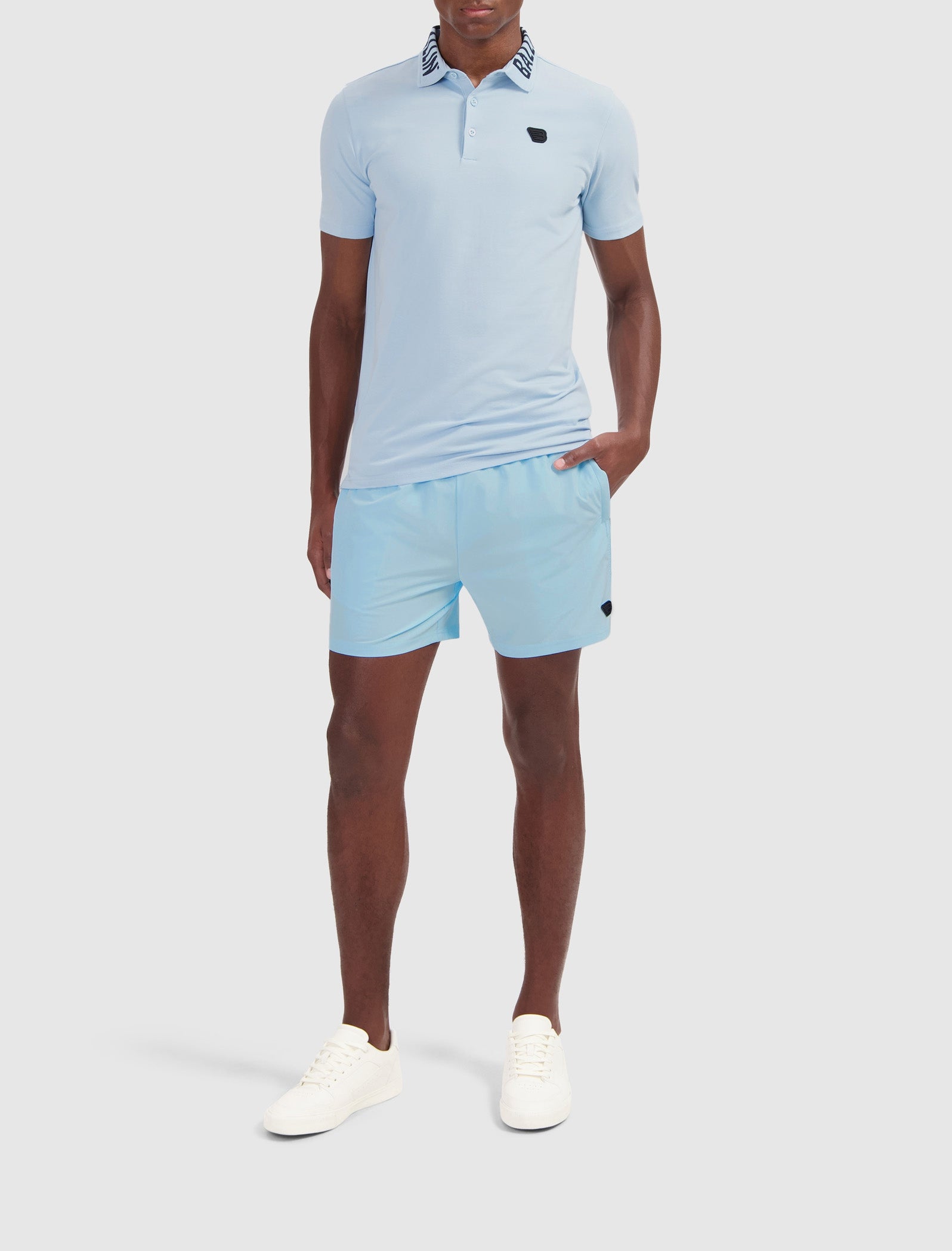 Jacquard Logo Polo | Light Blue