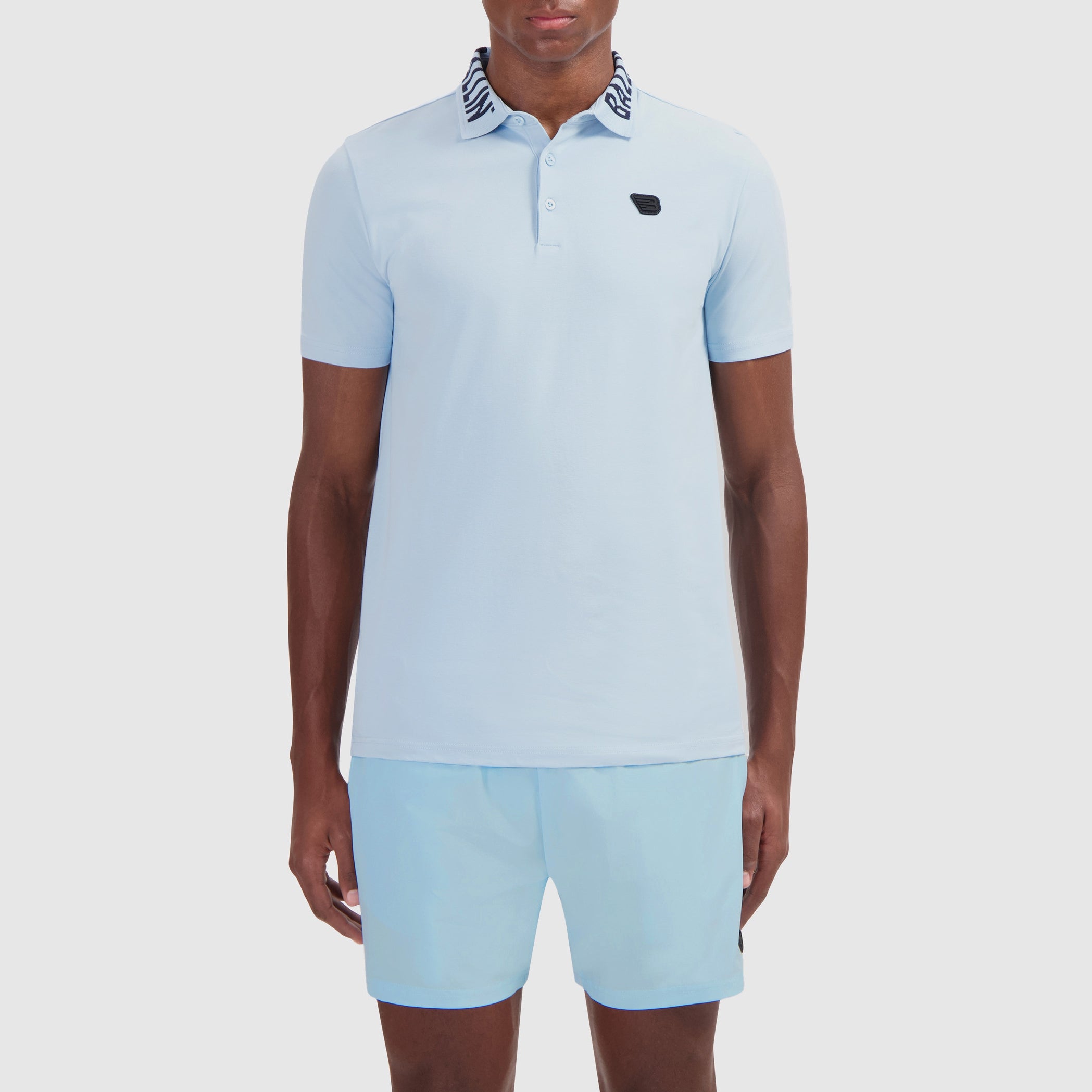 Jacquard Logo Polo | Light Blue