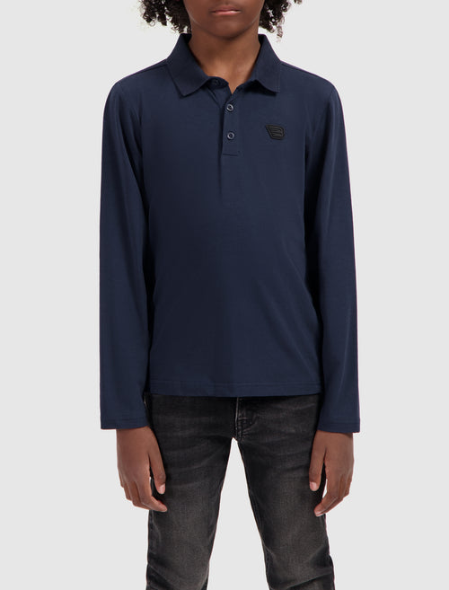 Junior Logo Badge Longe Sleeve Polo | Navy