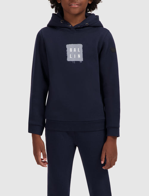 Junior Dripping Stacked Logo Hoodie | Navy