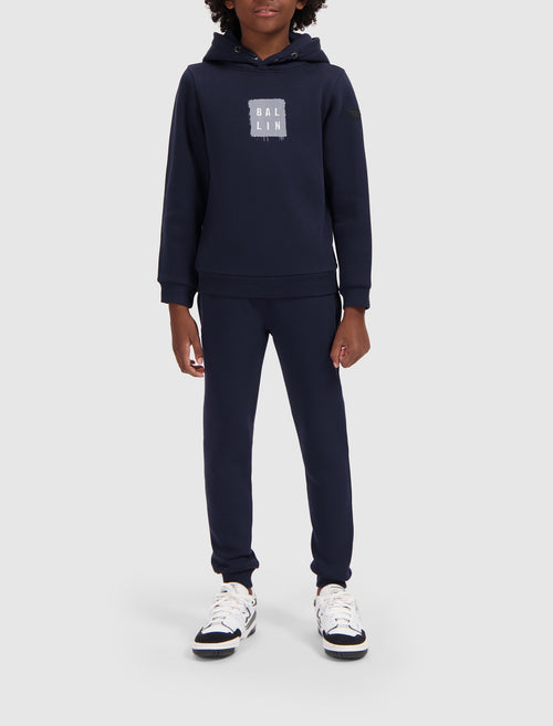 Junior Dripping Stacked Logo Hoodie | Navy