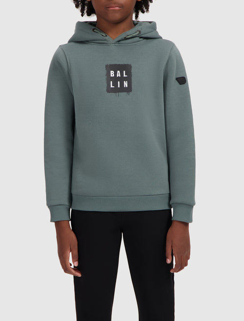 Junior Dripping Stacked Logo Hoodie | Army Green