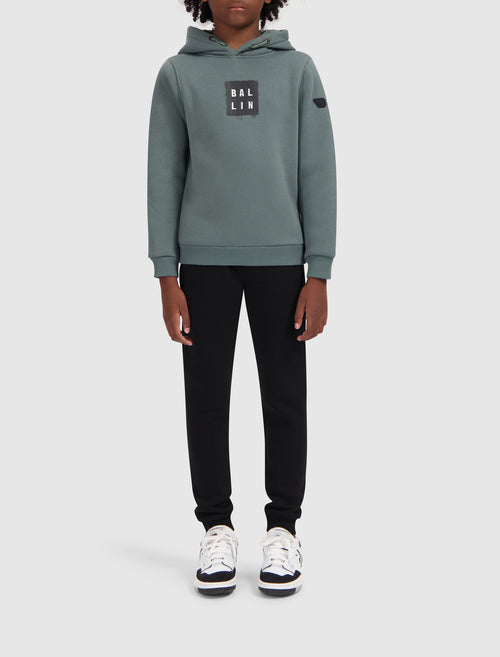 Junior Dripping Stacked Logo Hoodie | Army Green