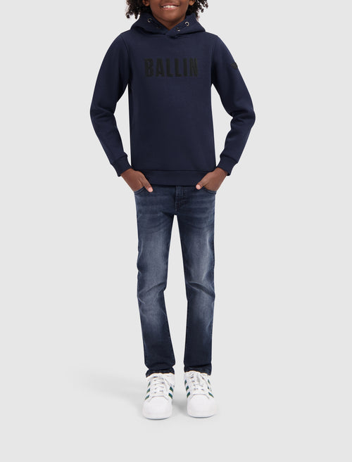 Junior Perforated Logo Hoodie | Navy