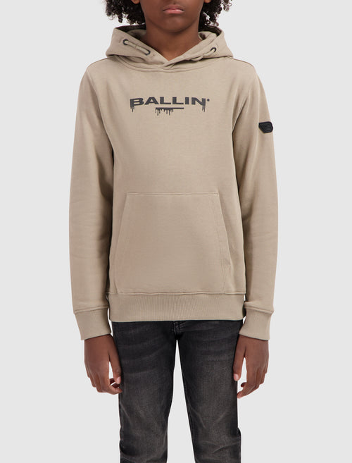 Junior Dripping Logo Hoodie | Taupe