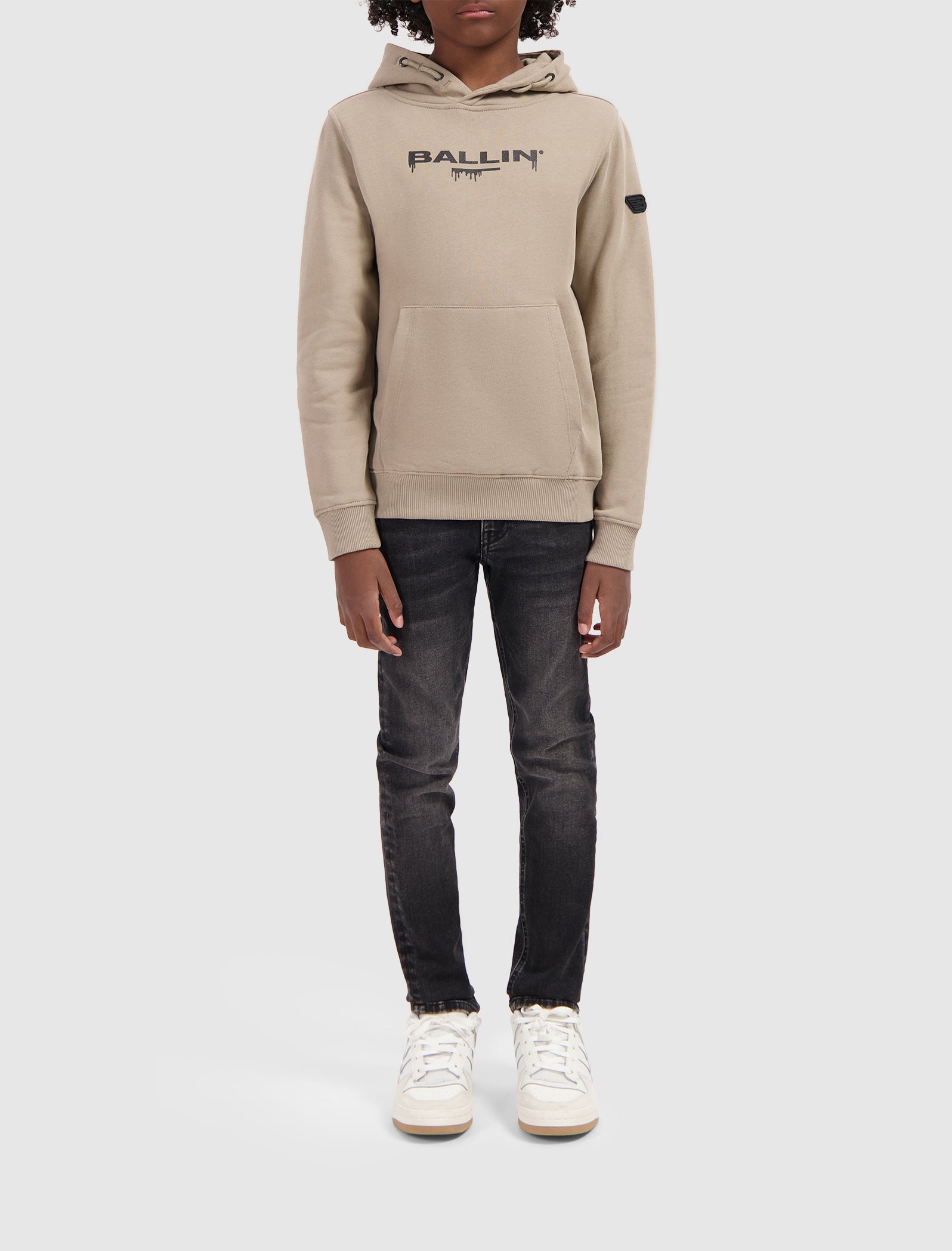 Junior Dripping Logo Hoodie | Taupe