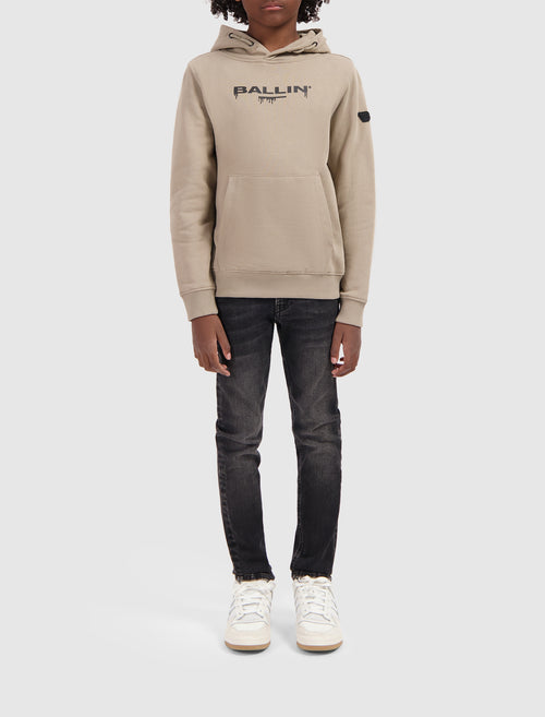 Junior Dripping Logo Hoodie | Taupe