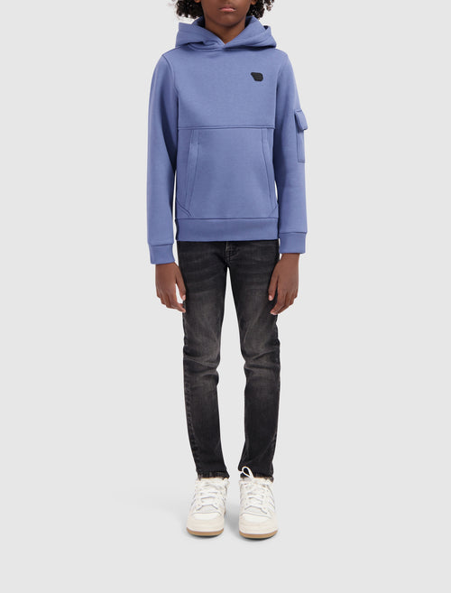 Junior Sleeve Pocket Hoodie | Blue Grey