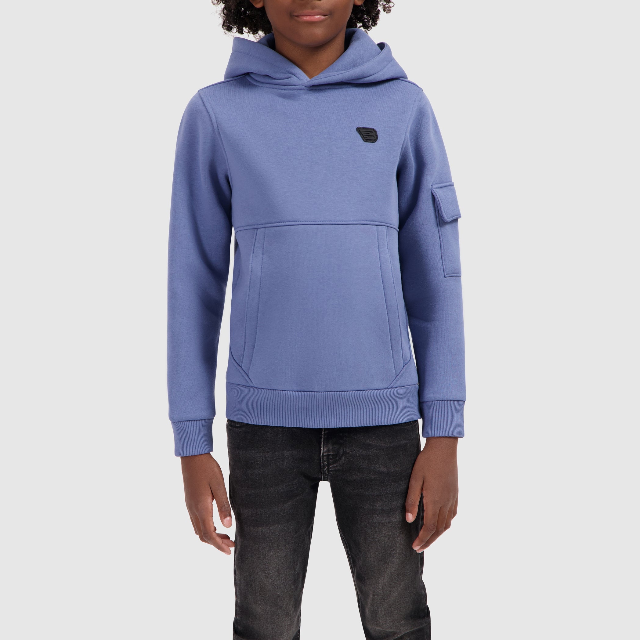 Junior Sleeve Pocket Hoodie | Blue Grey