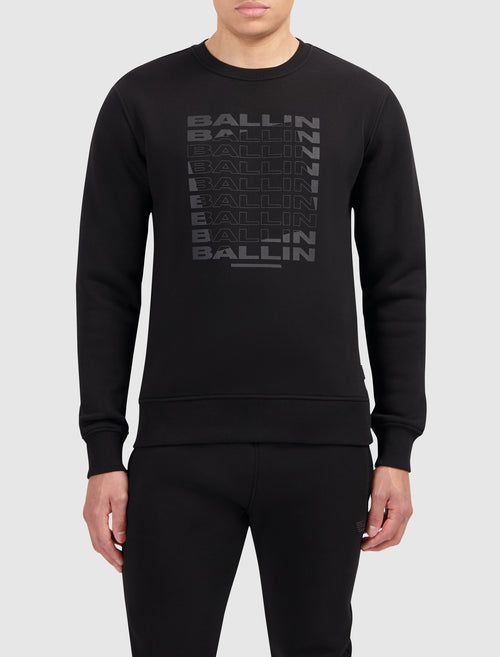 Rotated Logo Print Sweater | Black