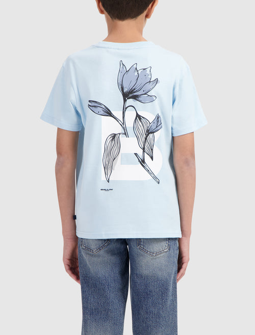 Junior Floral Initial T-shirt | Light Blue