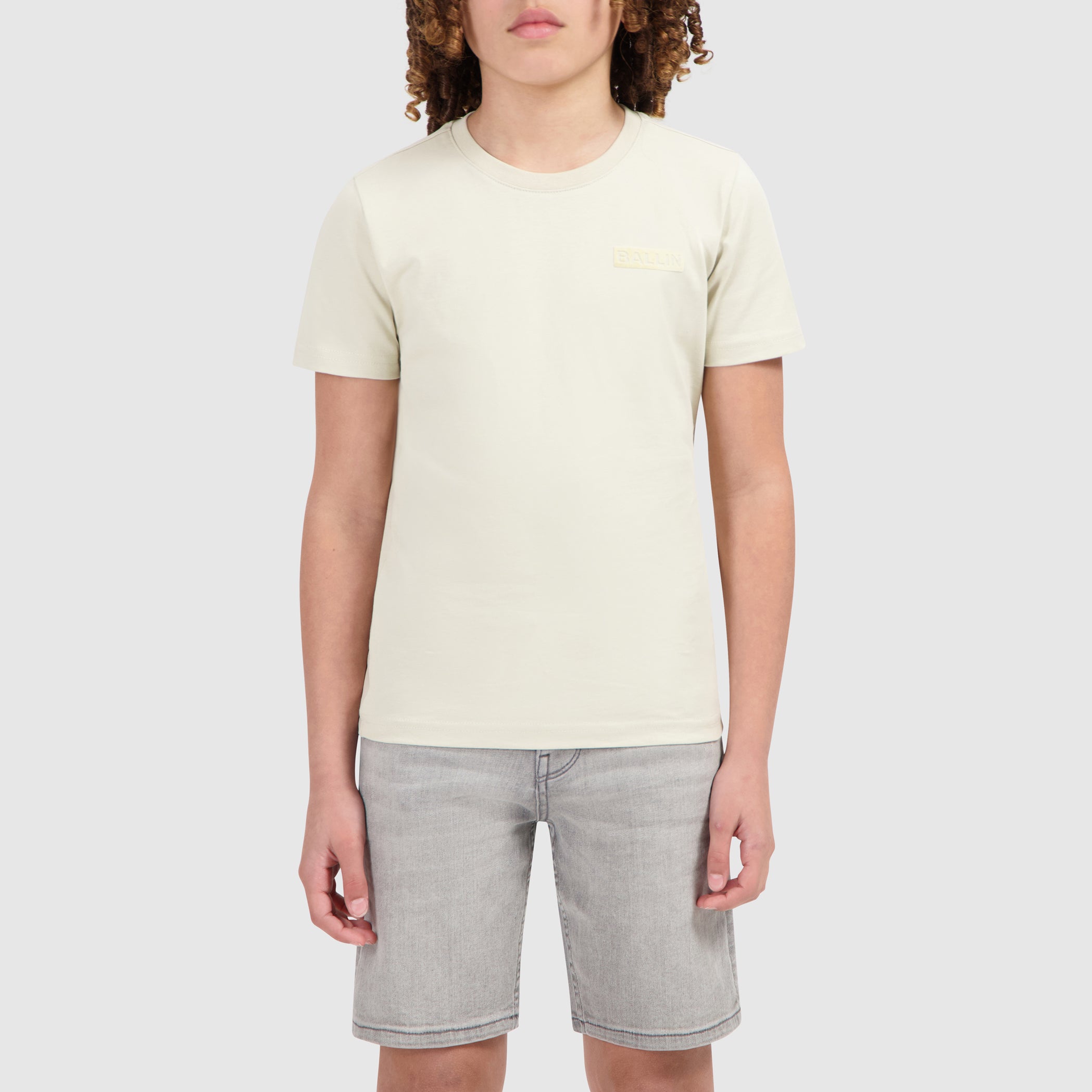 Junior Flocked Logo Frame T-shirt | Sand