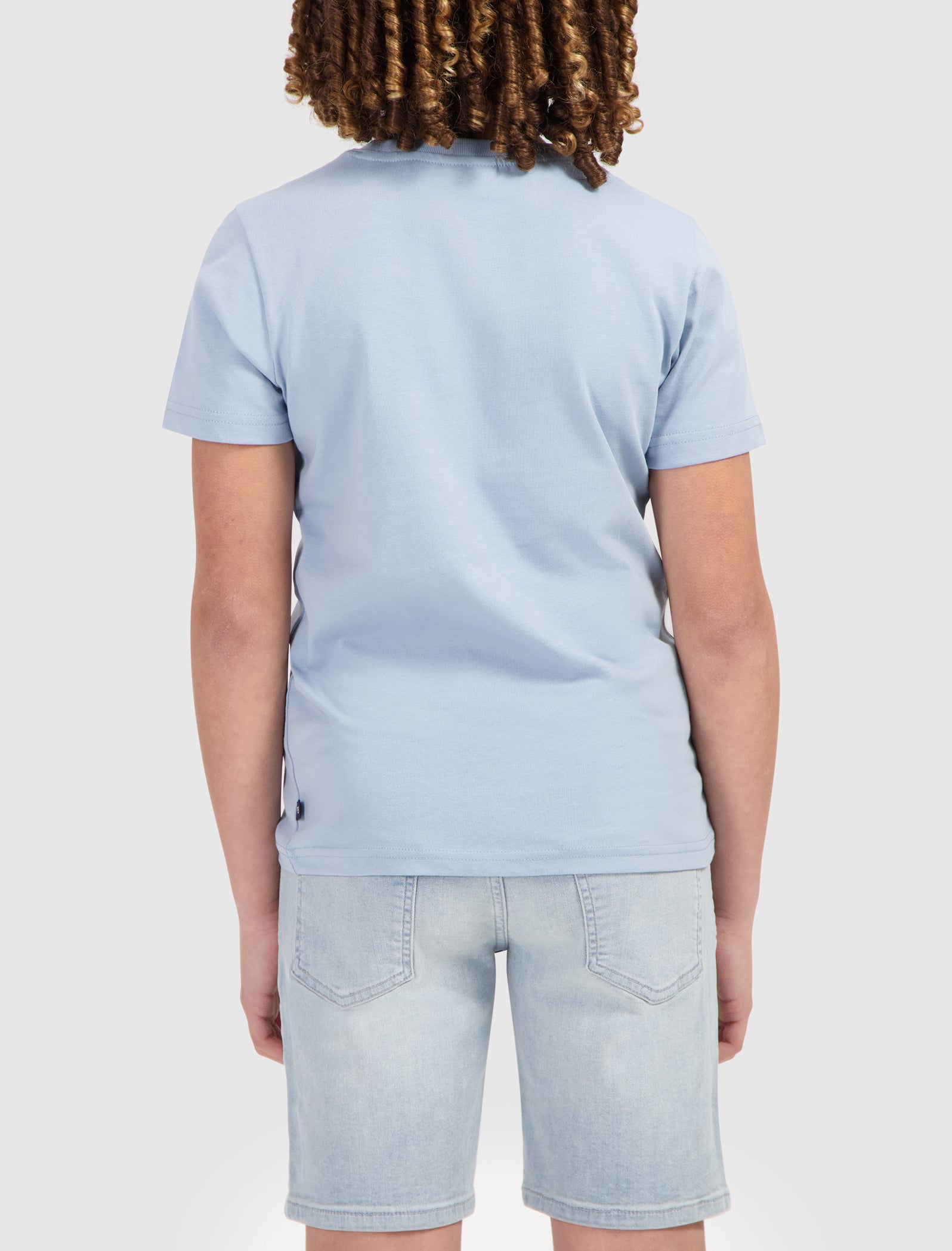 Junior Flocked Logo Frame T-shirt | Blue Grey