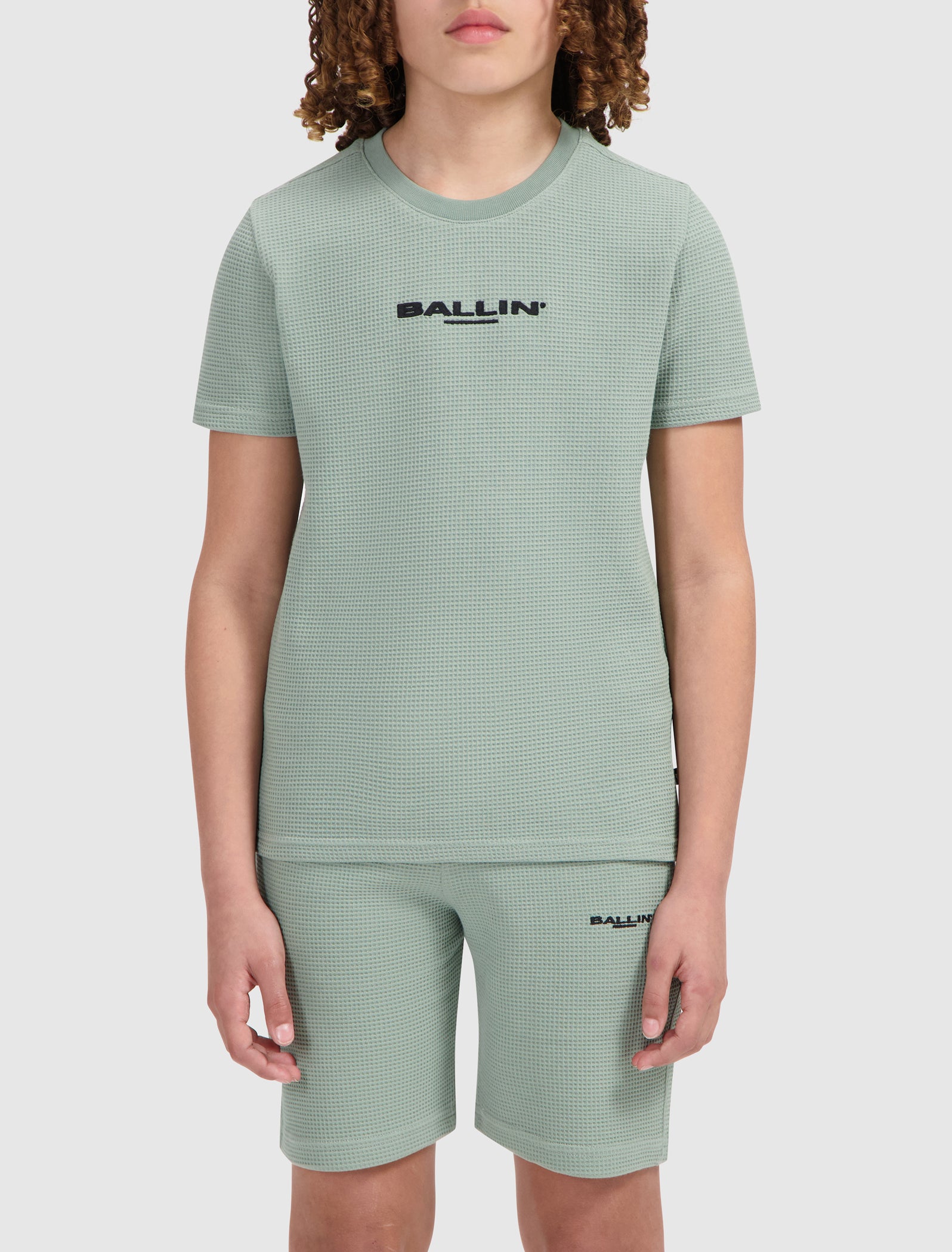 Junior Waffle Embroidery T-shirt | Green